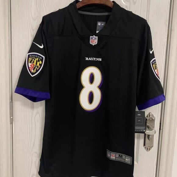 Nike Shoes - Black fan jersey of Lamar Jackson (No. 8) of the Baltimore Ravens